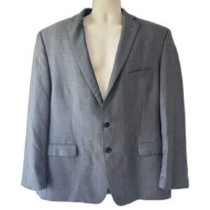 Calvin Klein SLIM Mens Sport Coat 48R Jacket Two Button Gray Wool Solid